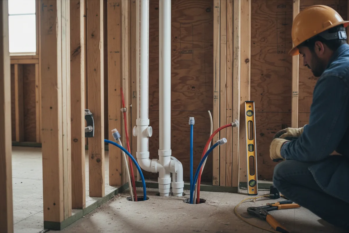 Drain and supply rough-in during Leak Detection in Templeton